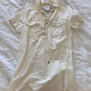 L’Academie short linen dress safari